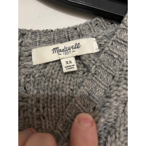 Madewell Palaside Merino Wool Zipper Back Gray Cable Knit Sweater XS - Picture 6 of 7